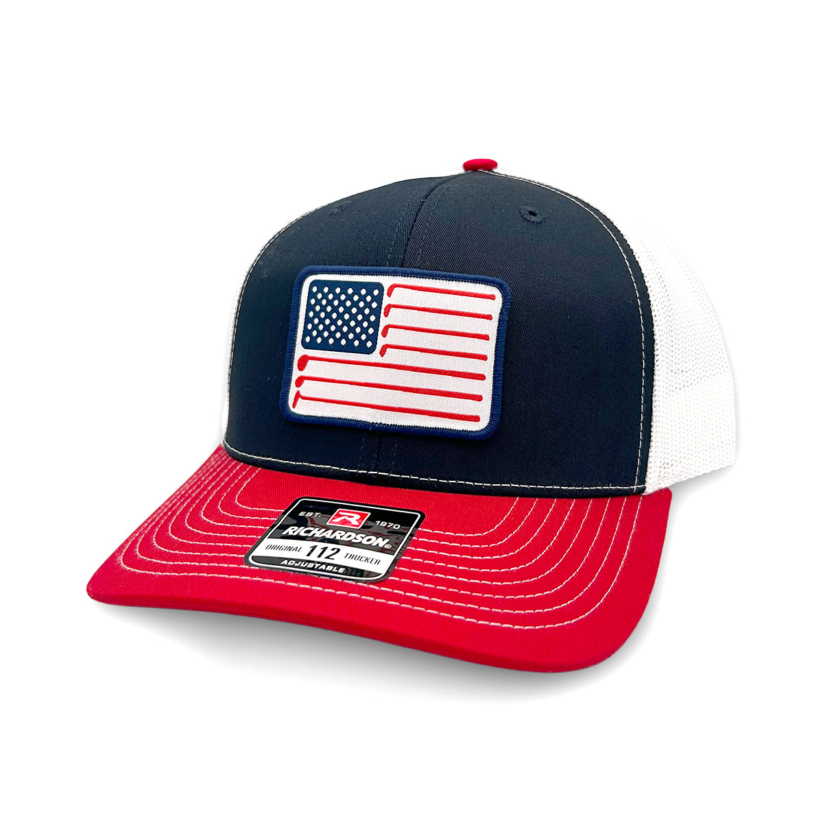 USA Golf Flag Trucker Hat (Woven Patch)