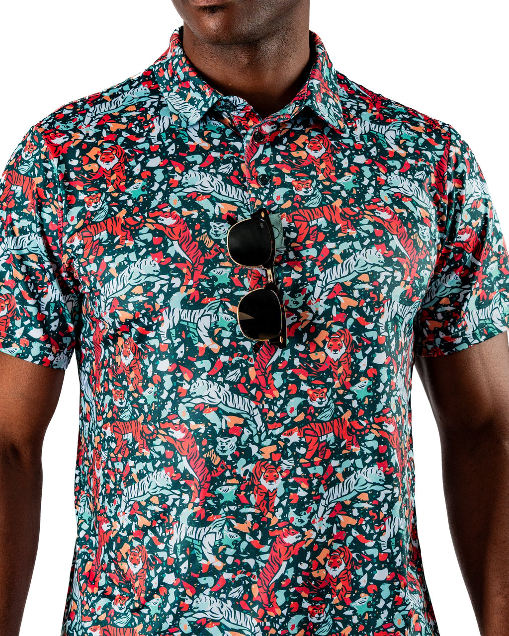 Tiger Shatter Teal Polo