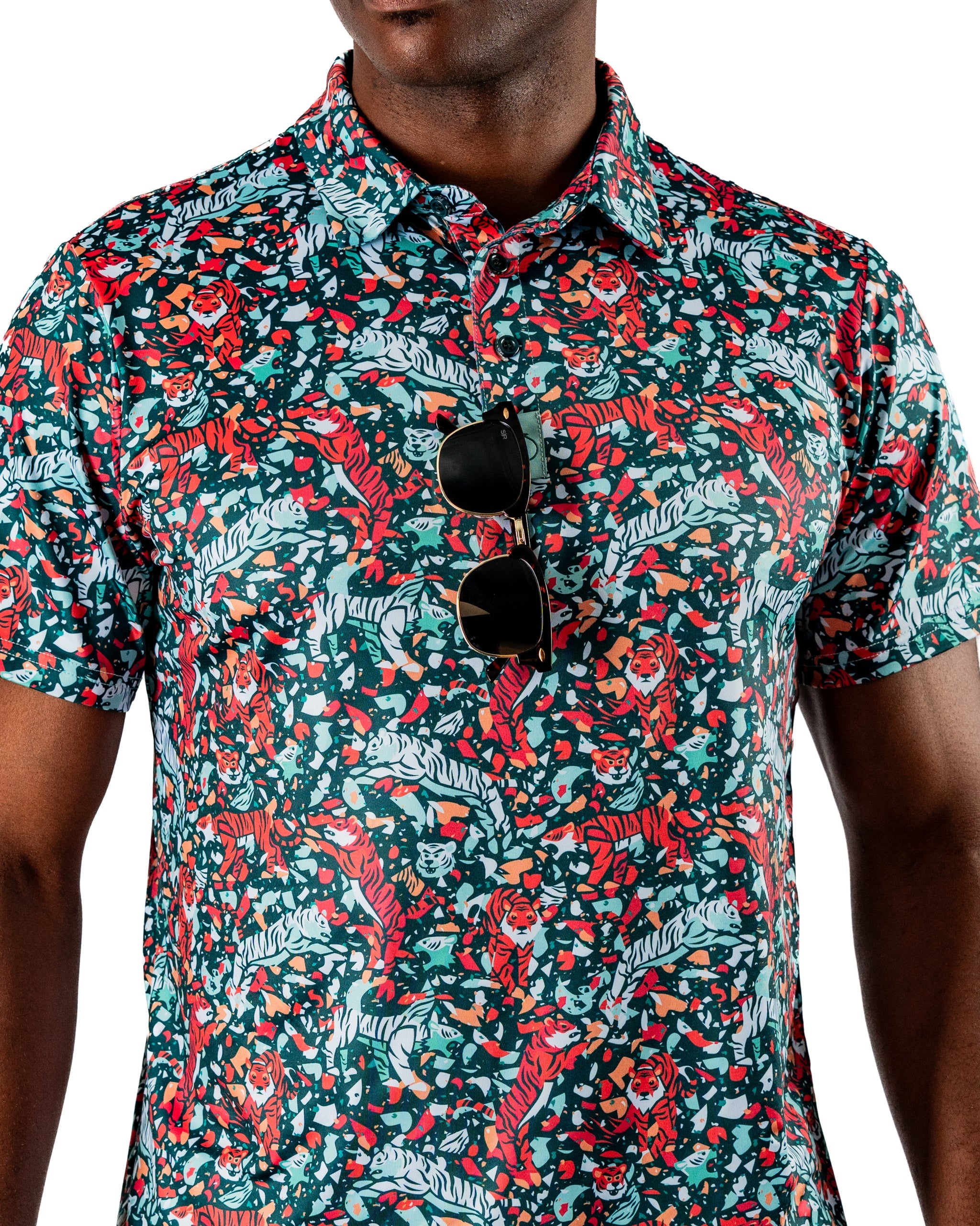 Tiger Shatter Teal Polo