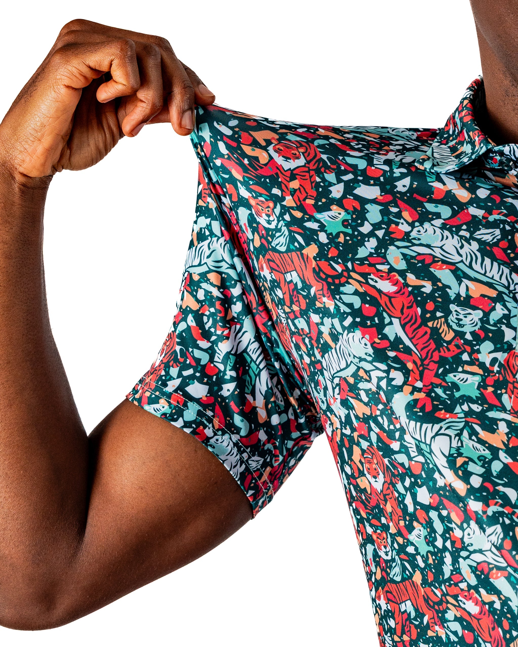 Tiger Shatter Teal Polo