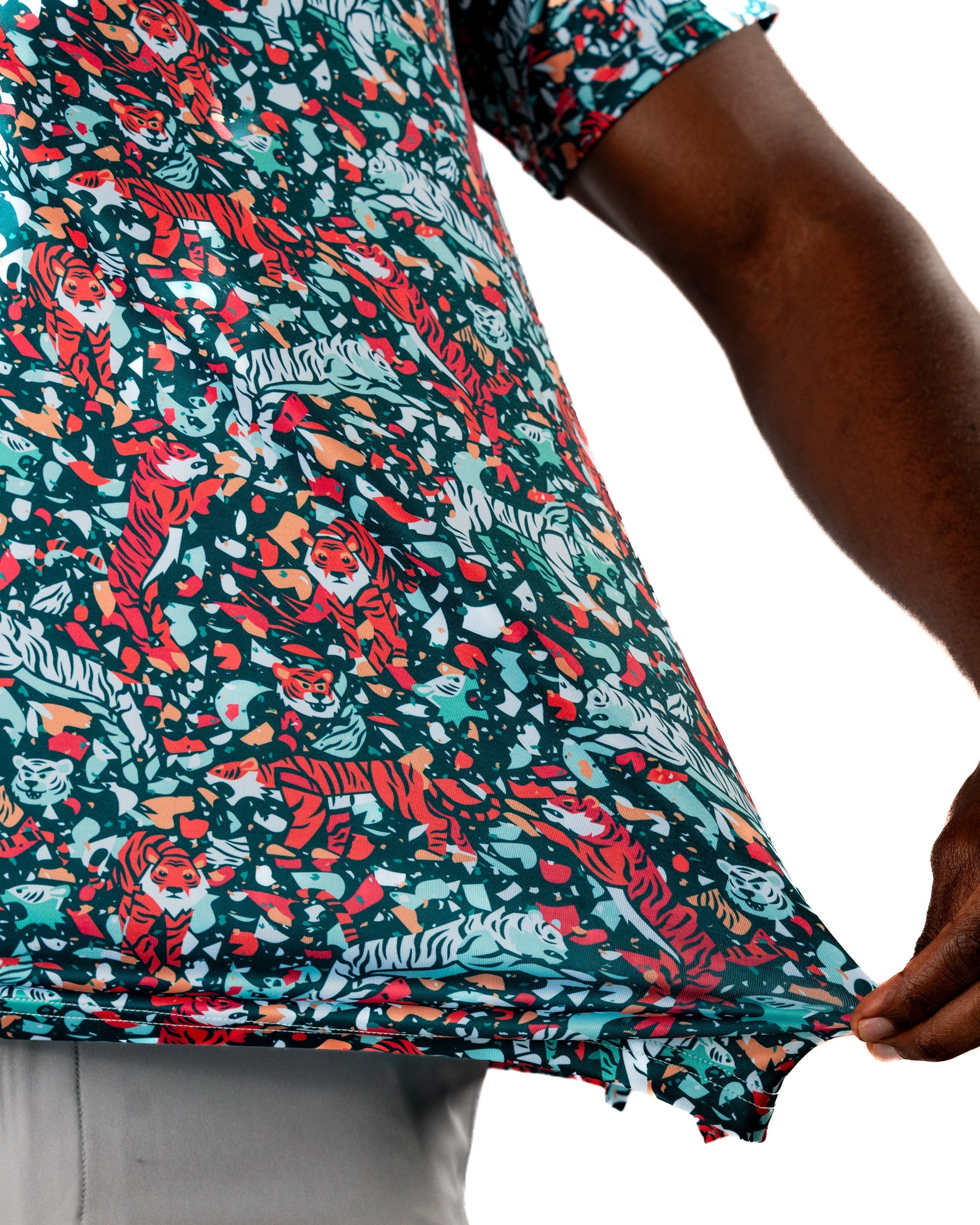 Tiger Shatter Teal Polo