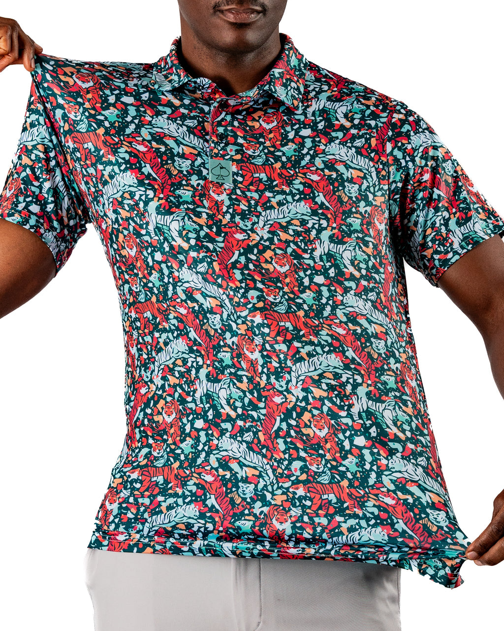Tiger Shatter Teal Polo