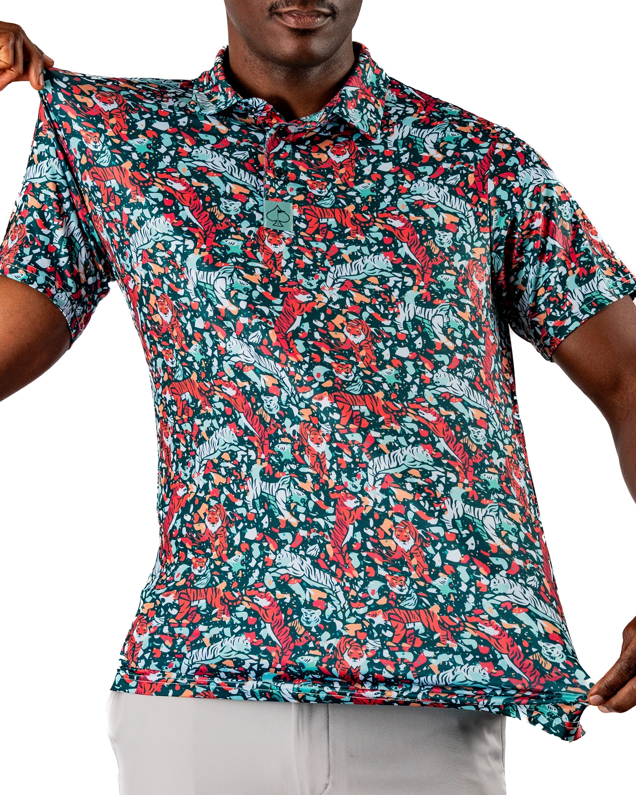 Tiger Shatter Teal Polo