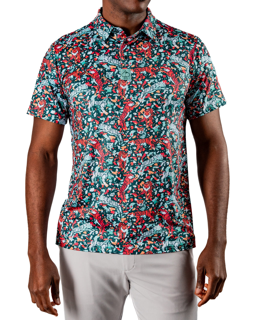 Tiger Shatter Teal Polo