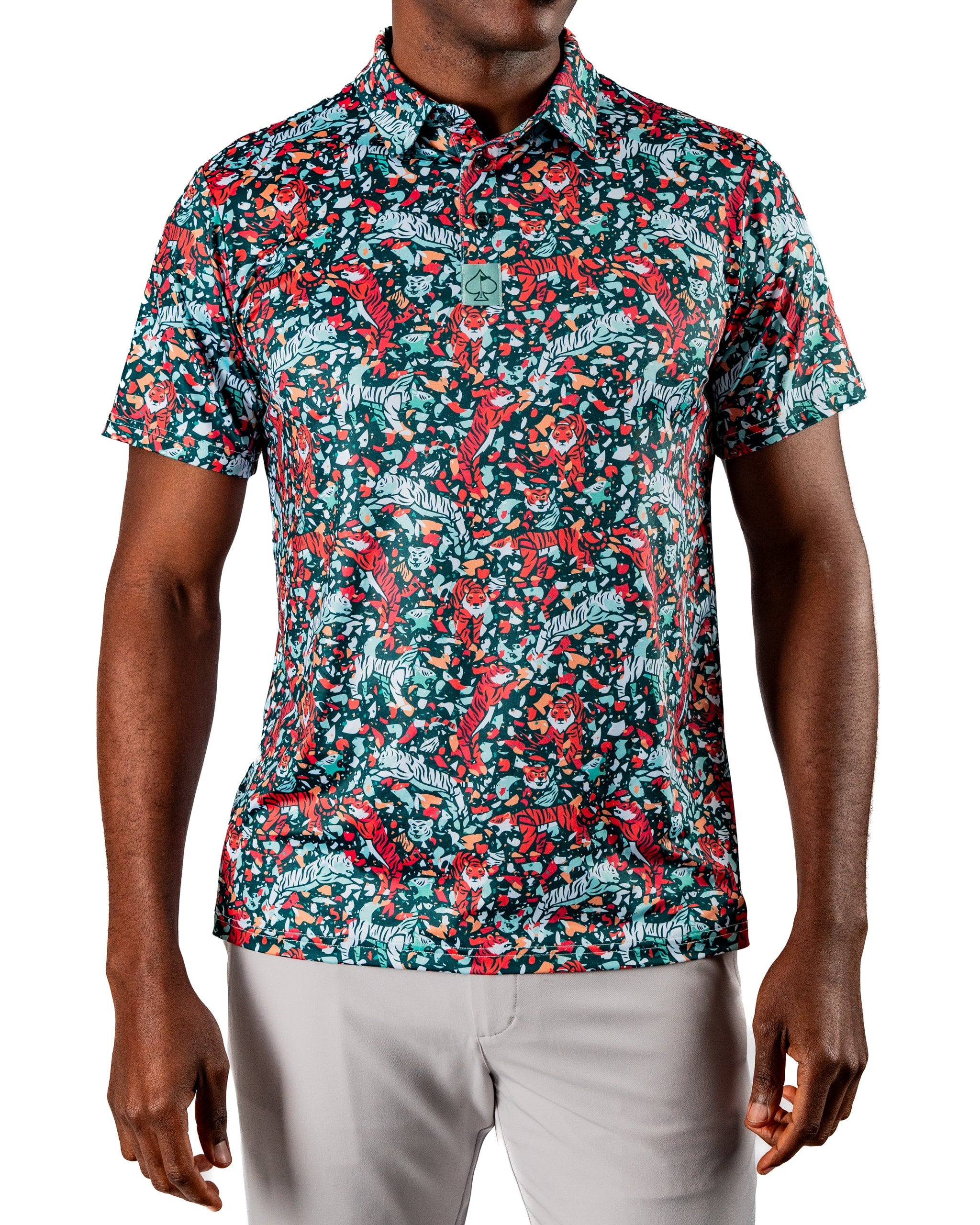 Tiger Shatter Teal Polo